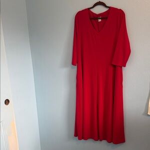 Chico’s Classic Red V-Neck Women's Dress Sz 2 w/ Pockets NWT